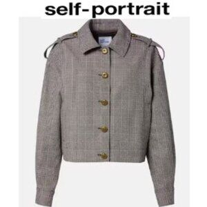 SELF-PORTRAIT - Brown Checked Cropped Jacket - BNWT US 04